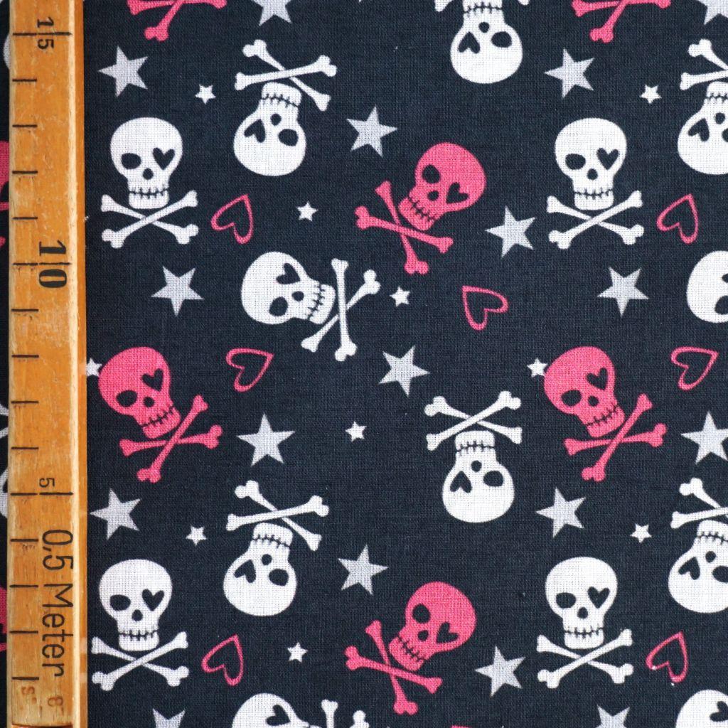 Baumwollstoff Motivdruck Pink Skulls Totenköpfe Skulls